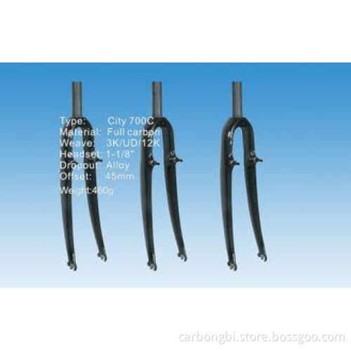 700C Monocoque City Custom Bicycle Fork , Carbon Bike Fork